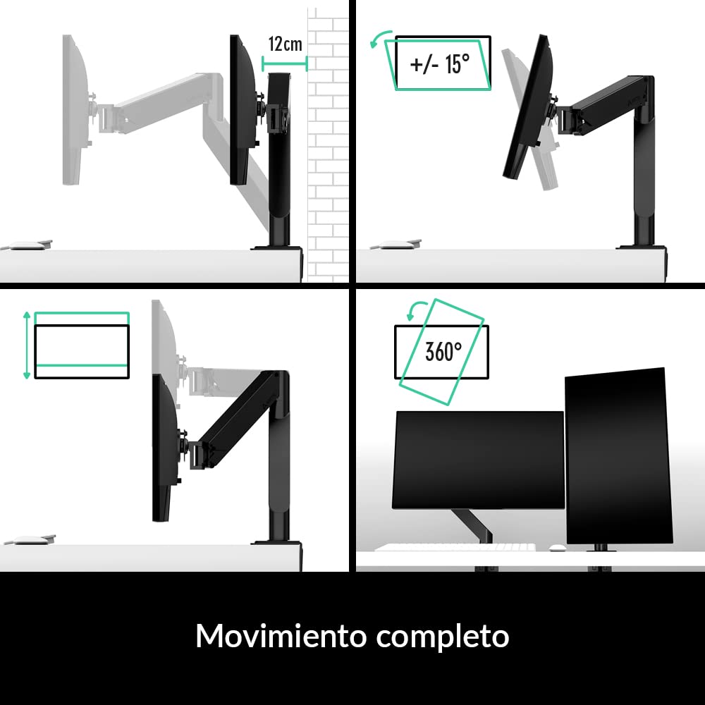ARCTIC X1-3D Brazo Monitor Extensible a Gas para Monitor, Soporte Monitor 40" Ultrawide, 10 kg - Negro