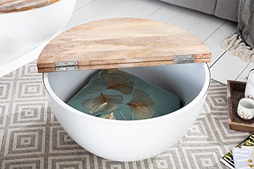 Riess Ambiente Handgefertigter Couchtisch Industrial Storage 60cm Mangoholz Bohlen weiß Wohnzimmertisch Tisch – Bild 5