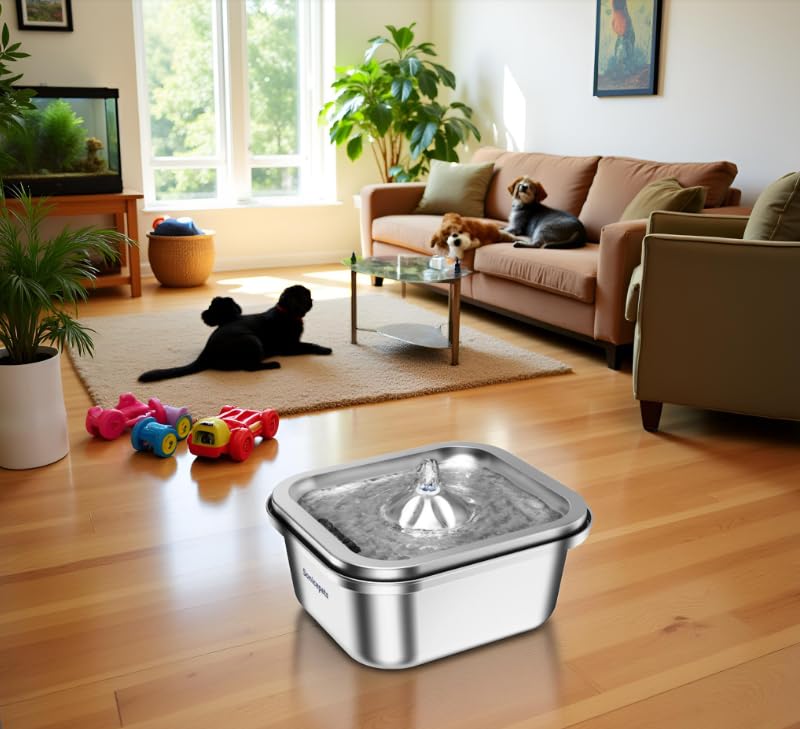 Fuente de agua para gatos en acero inoxidable miniatura 7