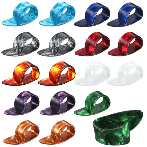 Heclia 12 pcs Daumen Picks Celluloid Finger Picks Fingerpick Gitarrenplektren Gitarren Plektrum Gitarre Guitar Pick Zelluloid Plektren Gitarrenzubehör Daumenpicks Fingerspitzenschutz Banjo Fingerpicks