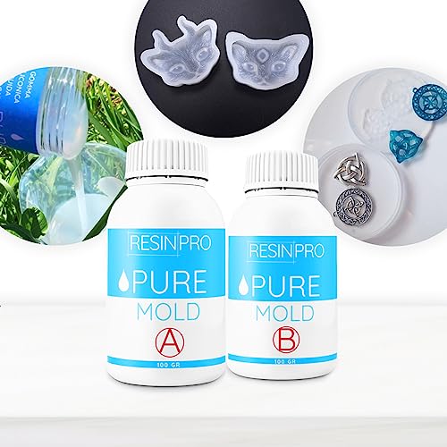 RESIN PRO Pure Mold: Goma De Silicona Líquida (2 Kg) Translúcida y Rápida para Crear Moldes para Resinas Epoxi De Poliuretano Cera Jabón Yeso Cemento - Dureza 13 Shores - 100% Made in Italy