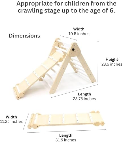 Miniatura 4 de Poppyseed Play Gimnasio de escalada, diseñado para mejorar el equilibrio, la confianza en sí mismo y las habilidades motoras, gimnasios de