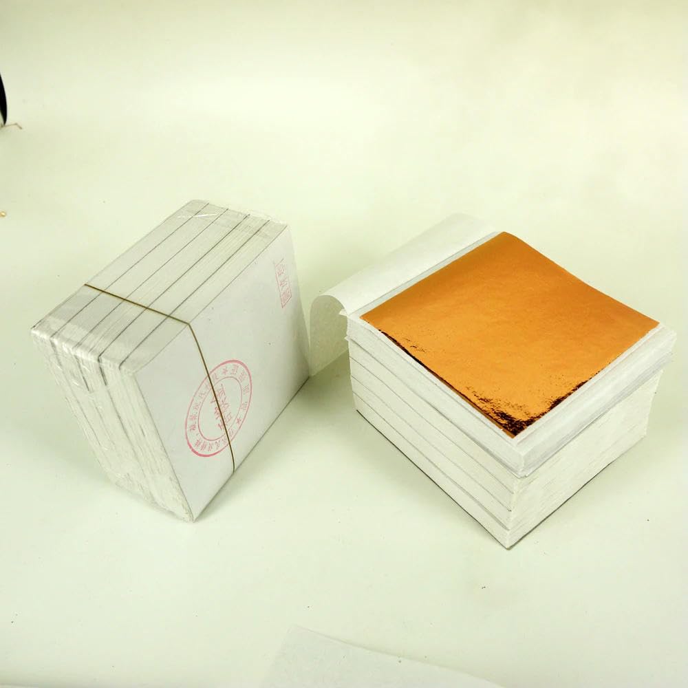 1000 Hojas de 8 x 8,5 cm Hoja de Oro de imitación Brillante de Taiwán - Hoja de Oro Dorado