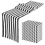 12 Pack Striped Table Runner, Polyester Table Decor Classic Black and White Striped Tablecloth Modern Elegant Design for Anniversary Wedding Birthday Banquet Party (12 x 72 Inch)