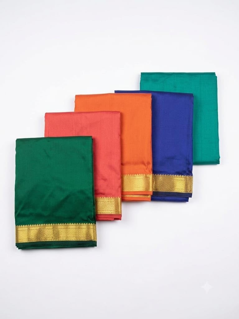 Garments 1-Metre Silk-Cotton Blouse Piece with Border for Women Combo of 5, Unstitched, Durga Puja, Varalakshmi Puja, Navratri, Oti Bharan, Ugadi Special, and Return Gifts for a Housewarming Events-image-6