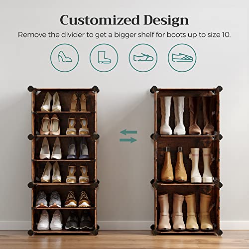 Songmics Shoe Rack, 10-Slot Storage Organizer Unit With Doors, Portable Cube Shoe Storage Organizer, Plastic Modular Diy Storage Shelf, Closet Divider For Clothes Bags Toys, Rustic Brown Ulpc506A01 #TOP5