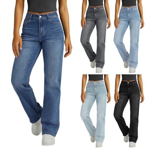 Wide Leg Jeans for Women High Waisted Stretchy Boyfriend Denim Pants Loose Fit Casual Work Palazzo Pants with Pockets