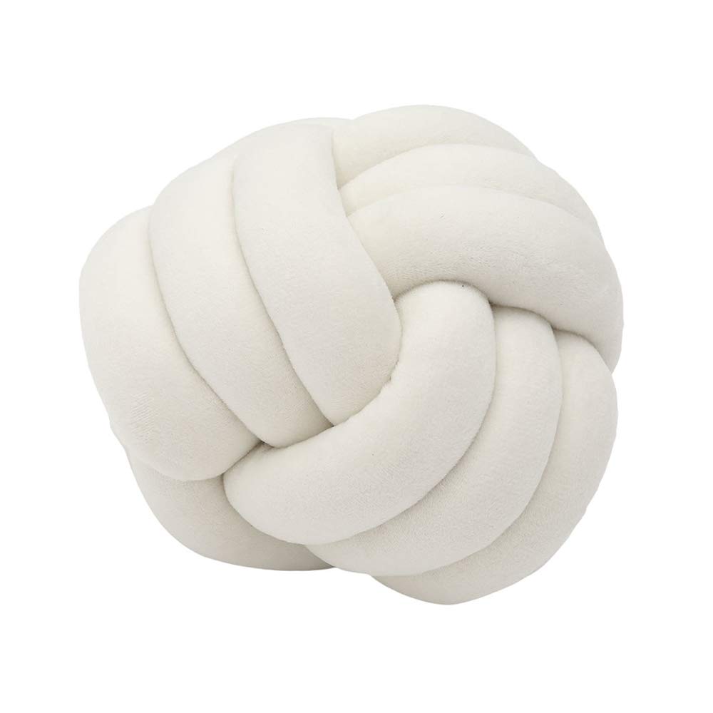 Handmade Creative Knotted Ball Pillow Diameter 20CM Knot Ball Cushion Knot Ball Pillow Baby Nap Pillow Plush Toy Decorative Throw Pillow for Bedroom Sofa House Car Office Travel Decoration Milky White