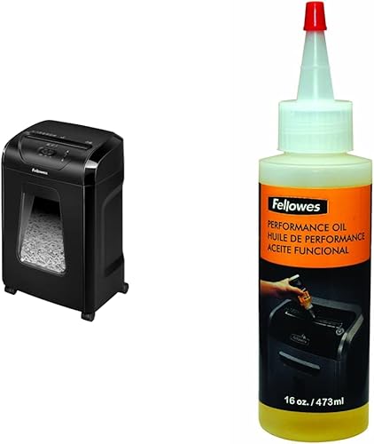 Fellowes 12C15 - Trituradora de papel de corte transversal de 12 hojas para el hogar y la oficina con bloqueo de seguridad y aceite de trituradora