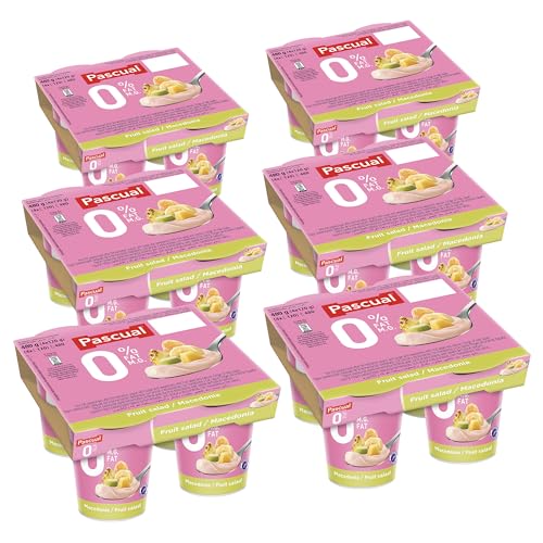 Pascual - Yogur Desnatado Sabor Macedonia. Caja de 6 Pack de 4 x 120g. Total 24 uds.