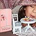 17 Pieces Dollhouse Refrigerator Mini Fridge Toy with Mini Food Set Dollhouse Kitchen Furniture Food Toys Miniatures Kitchen Decorations Bottles Fruit Dessert for Children Kids Girls (Lovely Style)