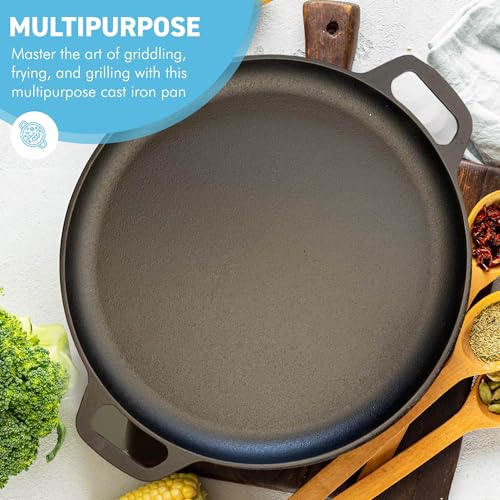 Thorness Black Cast Iron 14” Pizza Pan | Skillet for Cooking | Baking and Grilling | Long Lasting and Durable | Even Heating - Image 6