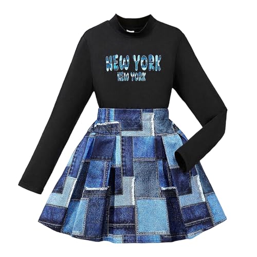 Genérico Vestidos Niña Elegantes Vestido Princesa para Niñas Falda A-Line Casual Ropa Infantil Festiva Invierno Otoño Princesa Fiesta para Cumple años, Escuela (Blue, 10-11 años)