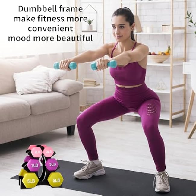 Topyond Dumbbell Rack Stand(Dumbbells Not Included), 3 Tier Dumbbell Weight Stand, PP Triangular Dumbbell Tree, 23x22.5x8.5cm, Weight Holder Storage Accessories for Home Gym Exercise