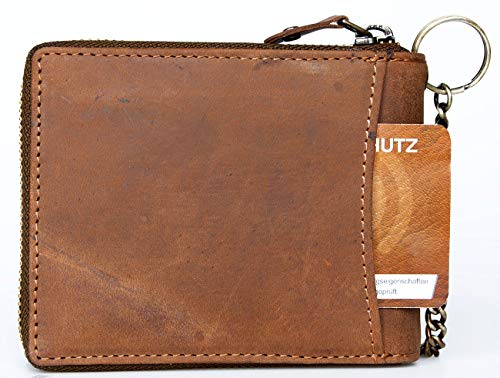 Zip-around Hunter Style Genuine Leather Wallet with Scorpion (metal zipper-around) with Chain - Image 3