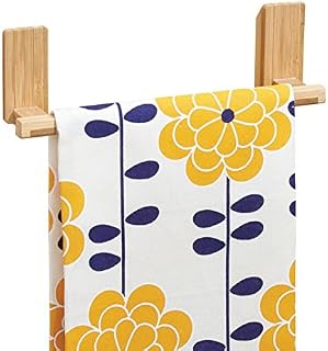 mDesign AFFIXX Kitchen Towel Rail - Wall Mounted - No Drilling Necessary - Ideal as a Tea Towel Holder - Tea Towel Rail - Up to 1.36 kg Load - Bamboo Cherrywood