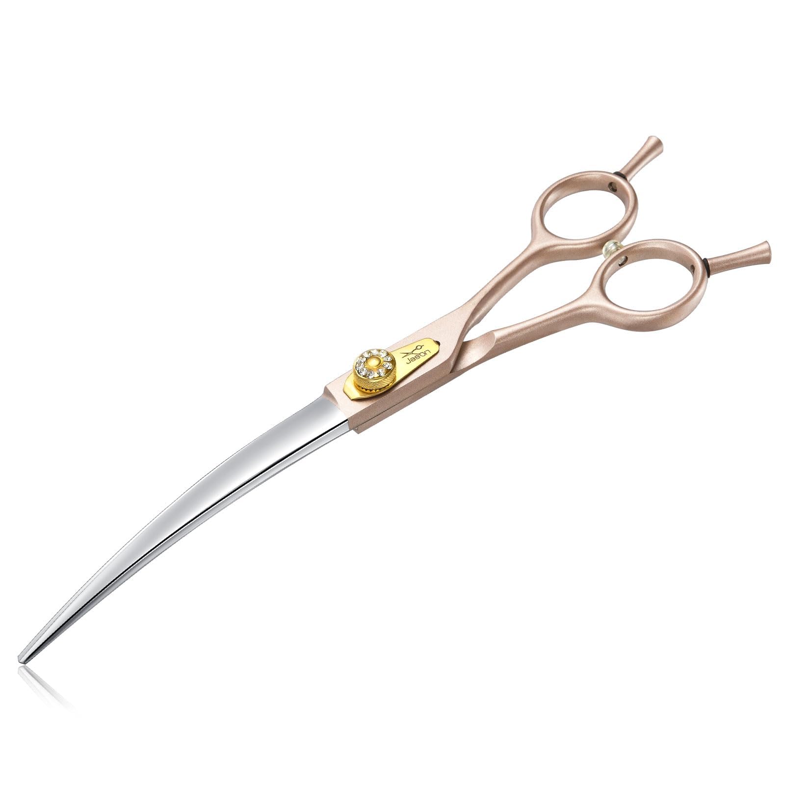 JASON Forbici Professionali per Cani - Forbici Curve da 7 Pollici in Acciaio Inossidabile Giapponese 440C con Vite a Diamante, Oro Rosa, Affilate e Resistenti