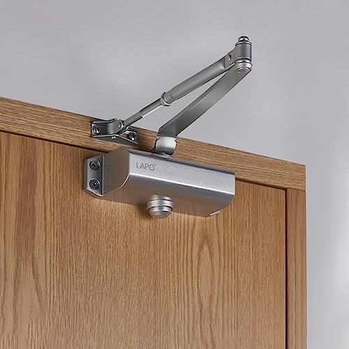 LAPO Heavy Duty Aluminium Automatic Hydraulic Double Speed Door Closer for Home Office | Aluminium and Wooden Soft Door Closers with Fitting Set for All Door Weight Up to 45 Kg (Silver Finish)
