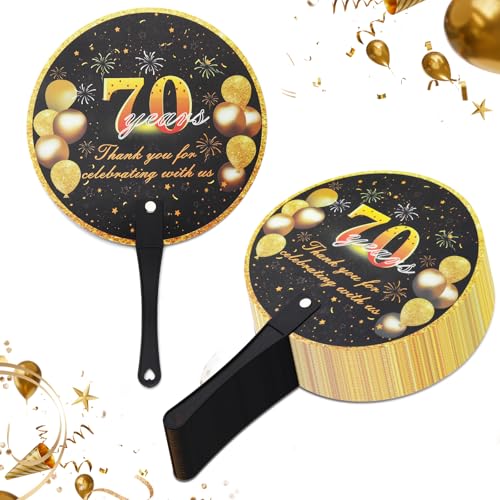 TYHBO 70th Birthday Party Favors Birthday Fans, 70th Birthday Fans for Guest, 70th Birthday Decorations, 70th Birthday Souvenirs for Guests, Bulk Plastic Fans(50 PCS)