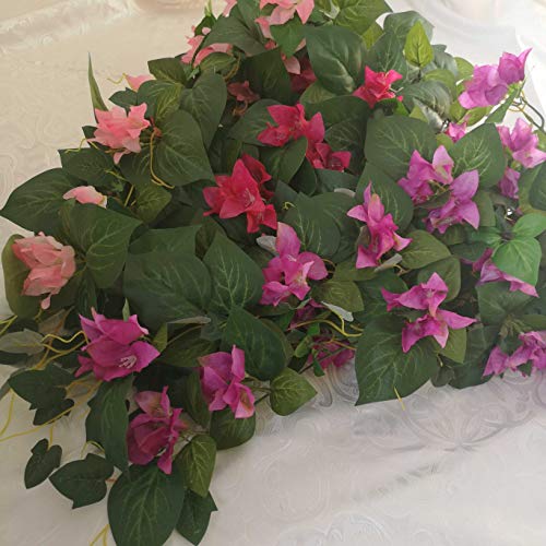Lily Garden Silk Bougainvillea Vine Plant Artificial Flowers Cascade 34" X2Pcs (Purple) #TOP4