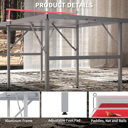 Soozier-Mini-Ping-Pong-Table-Set-for-Outdoor-and-Indoor-Foldable-Table-Tennis-Table-with-Net-2-Paddles-3-Balls-Adjustable-Feet-Easy-Assembly-Red Soozier Mini Ping Pong Table Set for Outdoor and Indoor Foldable Table Tennis Table with Net 2 Paddles 3 Balls Adjustable Feet Easy Assembly Red