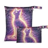 siphylline zapinane na zamek torby na tkaninę 2-pak mokra torba na strój kąpielowy z uchwytami na pieluchy dla niemowląt, joga kot