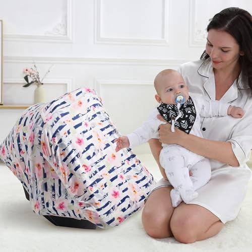 Image of Little Tots Baby Car Seat Canopy Cover, Breathable Sun Shade, Full Privacy for Newborns & Infants, Universal Fit for Boys & Girls