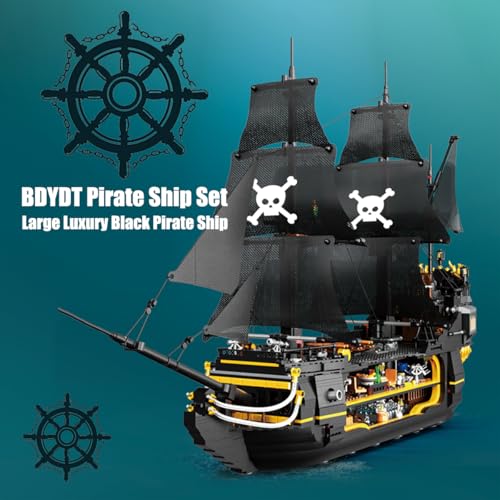 Pirate Ship Set Large Luxury Black Pirate Ship Mini Building Blocks Set(2900PCS) Building Set Model Toys Gifts for Kid and Adult,Interesting Gifts for MOC Pirate Ship Enthusiasts