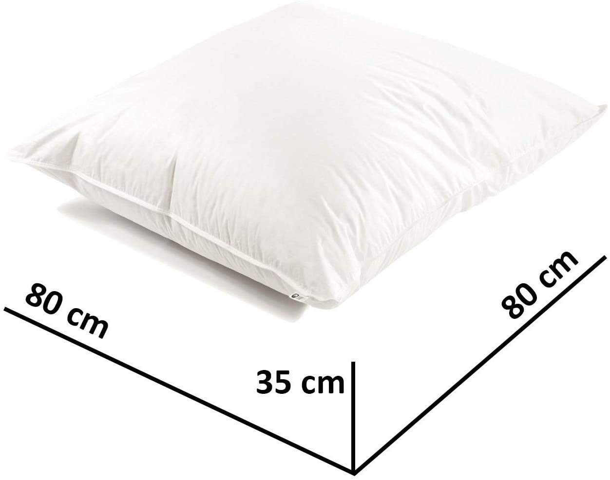 H&F Heimtextilien 2-er Set Premium Qualität | Kopfkissen 80x80 cm | Füllung: 1500 Gramm Daunen | 100% Natur Kissen | Bezug: 100% Baumwolle | Daunenkissen 80 x 80 cm | Oeko-TEX Zertifiziert
