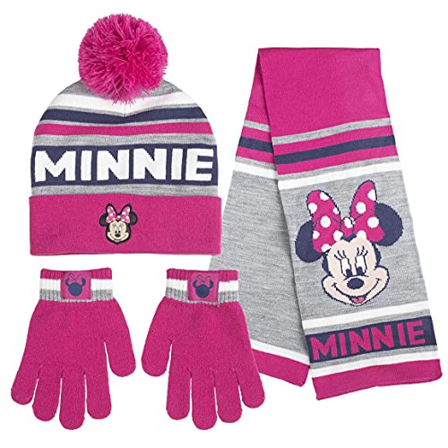 Minnie 225004 Bufanda, Conjunto 3 Piezas, Unisex, Rosa, Talla única