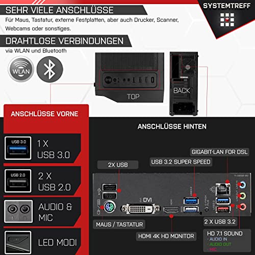 SYSTEMTREFF® Gaming Komplett PC Set AMD Ryzen 7 5700X 8x4.6GHz | Nvidia GeForce RTX 3060Ti 8GB DX12 | 1TB M.2 NVMe + 512GB SSD | 16GB DDR4 RAM | WLAN Desktop Paket Computer für Gamer, Gaming – Bild 5
