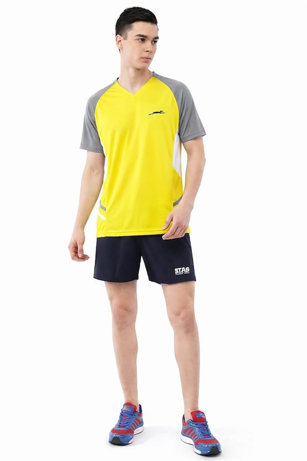 Men’s V-Neck Sports T-Shirt | Polyester Quick Dry Gym Wear | Runn...