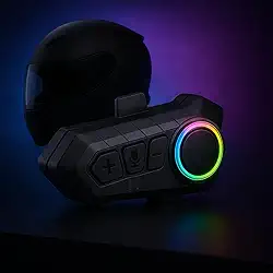 Fone de Ouvido Bluetooth 5.3 para Capacete Motoqueiro – Headset Sem Fio com Microfone, RGB, Prova D’Água e Comunicação Clara em Alta Velocidade