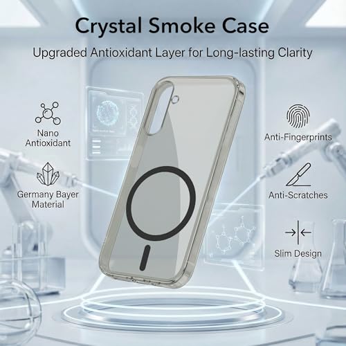 Image of Jkobi Lifetime Anti-Yellow MagSafe Compatible Clear Back Cover Case for Samsung Galaxy A15 5G (Sleek Hard Crystal | Shockproof and Camera Protection)