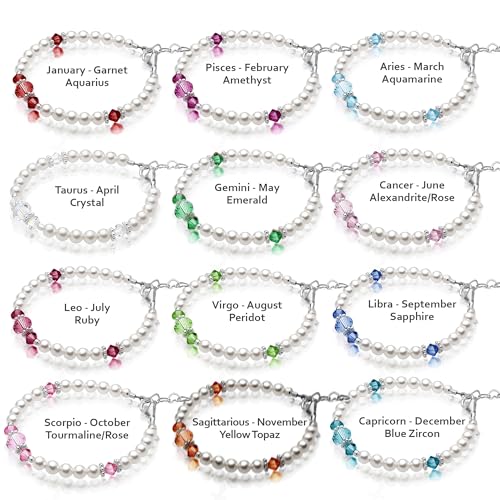 Custom Birthstone Bracelet for Kids, Initial Bracelets for Girls, 925 Sterling Silver Personalized Gifts for women, Crystal jewelry, Newborn Baby Girl, infant, Toddler, Teen, Mother, Birthday Gift3