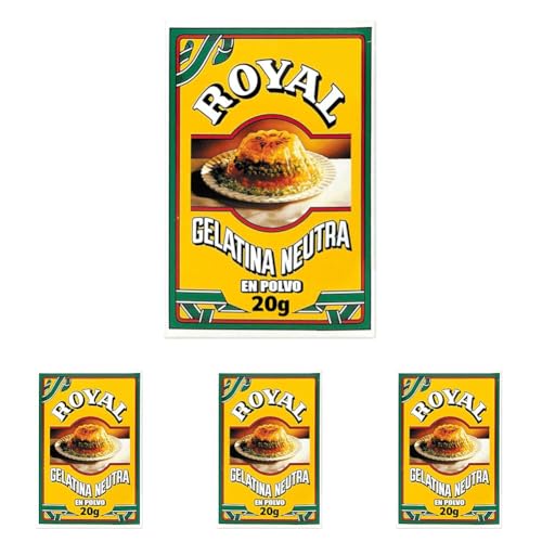 Royal Gelatina Neutra, Preparado en Polvo, Pack 2 x 10-20 g (Paquete de 4)