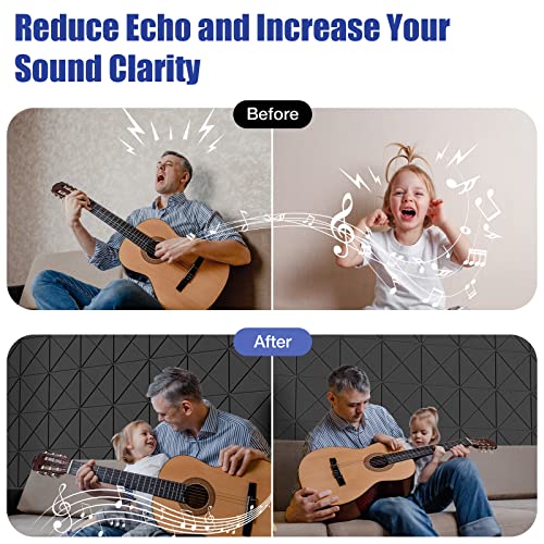 12 Pack Acoustic Panels Self-Adhesive, 12"X 12"X 0.4"Sound Proof Foam Panels,Soundproof Wall Panels High Density, Sound Panels For Wall Decoration And Acoustic Treatment-Carbon Black #TOP2