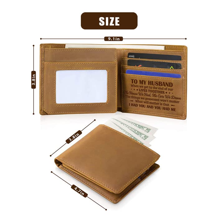 Image of DOPTIKA To My Husband Wallet, Mens Leather Wallet, Christmas Birthday Gifts for Husbands, Him, Boyfriend, RFID Bifold Wallet for Men, Gift From Wife