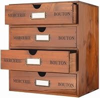 Vista 19 de Caja de Almacenamiento de Madera Organizador de Escritorio Rústico con 3 Cajones Accesorios de Escritorio de Oficina Estante Contenedores