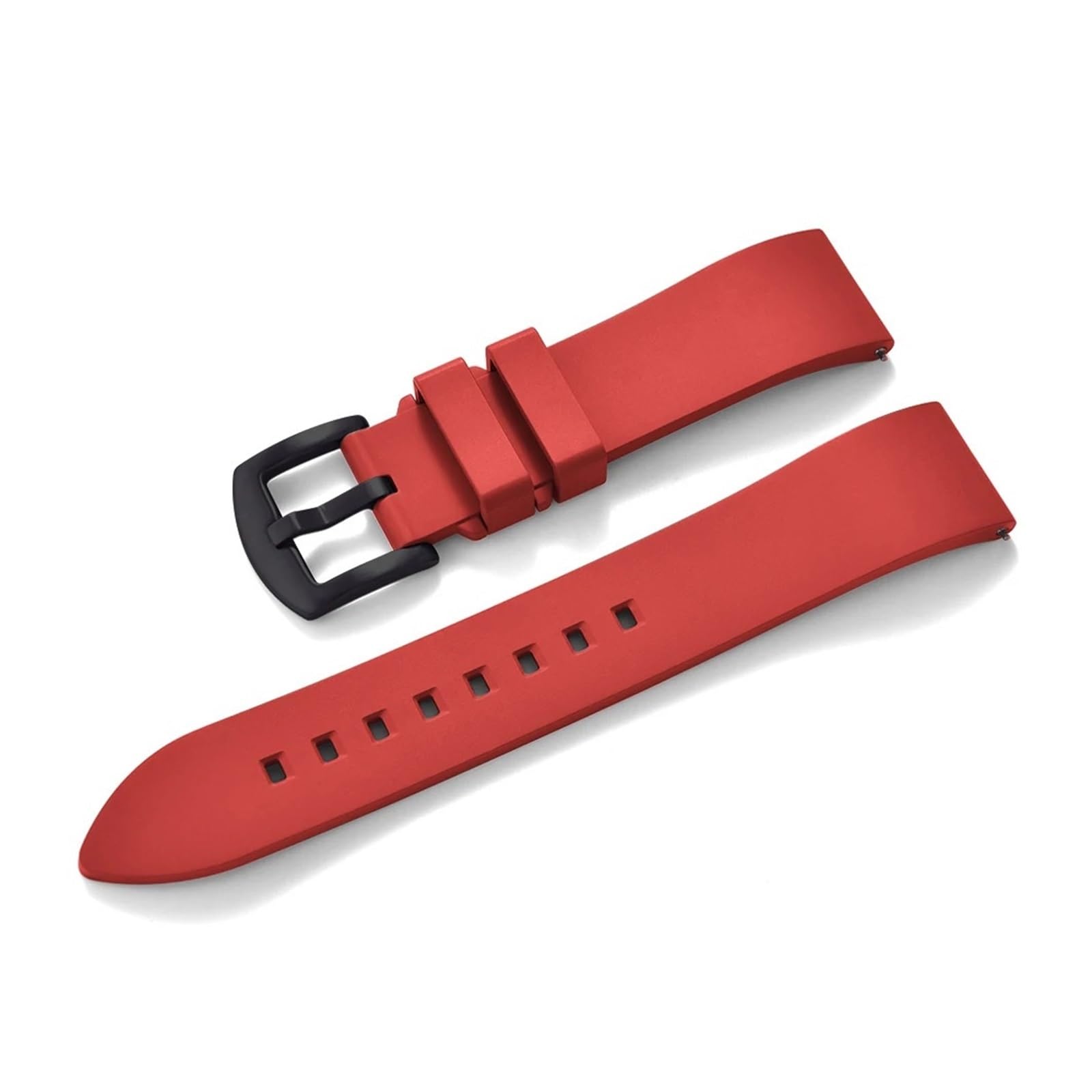 FYYFS Nowy klasyczny gumowy pasek do zegarka z szybkozłączką 18-19-20-21-22-23-24 mm, kompatybilny z każdą marką bransoletki nurka (Red Black, 20 mm)