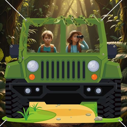 Fondo fotográfico Safari Jungla en forma de Jeep para fiestas miniatura 5