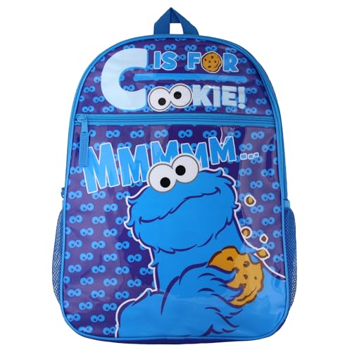 INTIMO Sesame Street Cookie Monster C Is For Cookie Dual-Compartment Backpack Bag 16