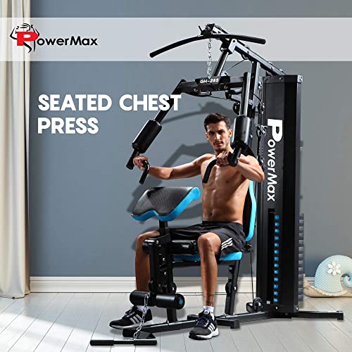 Image of PowerMax Fitness GH-285 Steel Multi-Function Home Gym 150lbs Dead Weight Stack and Max Weight 160Kg with Installation Assistance (Blue /Black)