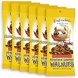 Crazy Go Nuts Walnuts Sweet & Spicy - Glazed Walnuts, Healthy Snacks, Vegan, Gluten Free, Superfood-Natural, Non-GMO, ALA, Omega 3 Fatty Acids, Good Fats, and Antioxidants - 1.25 Oz, 6-Pack