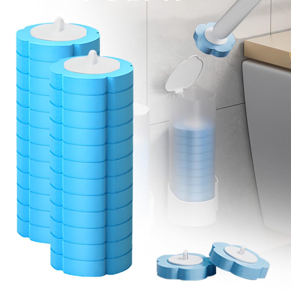 Disposable Toilet Brush, 2025 New Disposable Toilet Cleaning System, Toilet Brush, Disposable Replacement Brush Head Toilet Brush Set for Loo Bathroom Lavatory Restroom (Marine brush head*12)