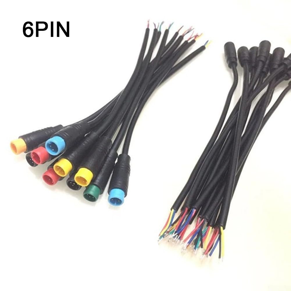 5Pair M8 6 Pin DC Bike Connettori Impermeabile Maschio Femmina 15cm Lunghezza Cavo Compatibile con Circuiti Elettrici