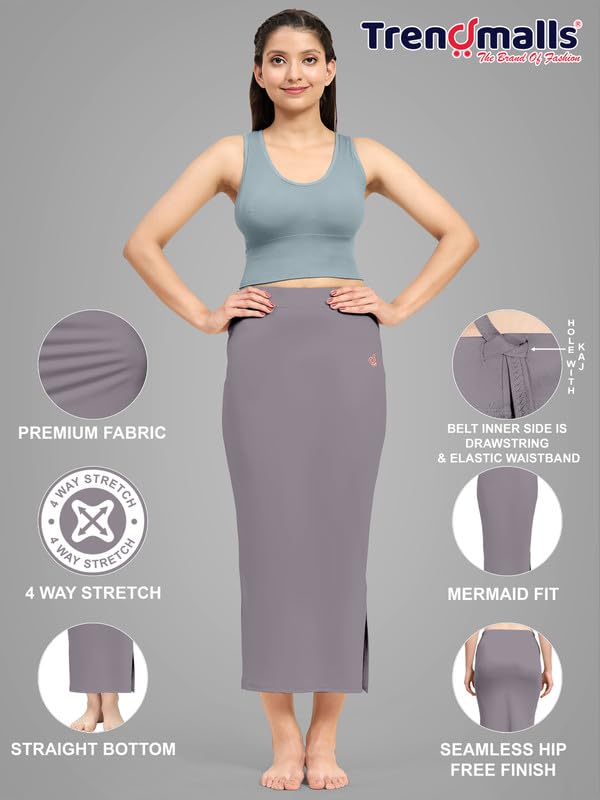 Image of TRENDMALLS Women's Polyester Spandex Stretchable Straight Saree Shapewear Petticoat for Women, Cotton Blended, Skirts for Women, Saree Shaper