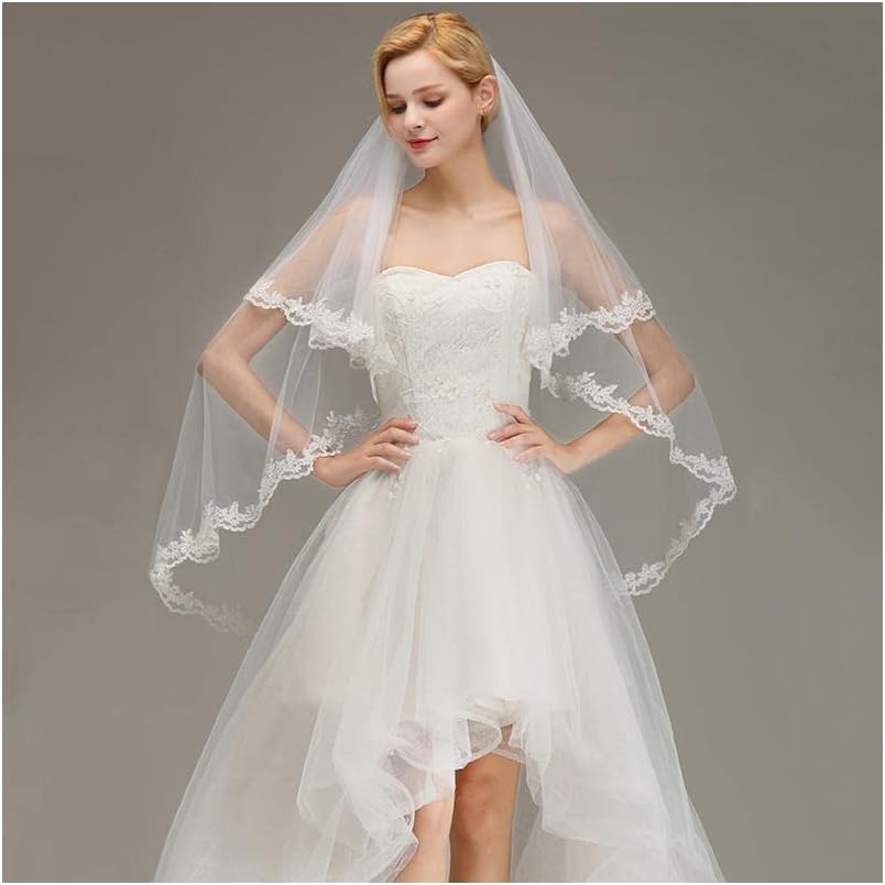 Veli Corti in Tulle da Sposa con Pettine Velo da Sposa Velo da Spalla Elegante 2 Strati Velo da Testa per scattare Foto Velo da Sposa in Tulle