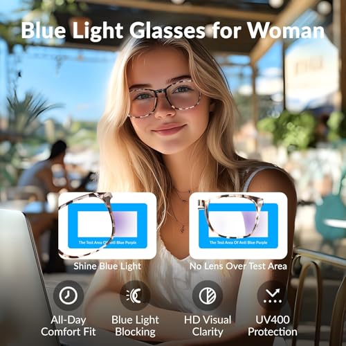 Image of Blue Light Glasses for Woman Men, 99% Blocking Square Frame 6 Pairs | Anti Eyestrain & UV Glare Protection, Computer Blue Light Blocking Glasses for Gaming TV Phone Screen