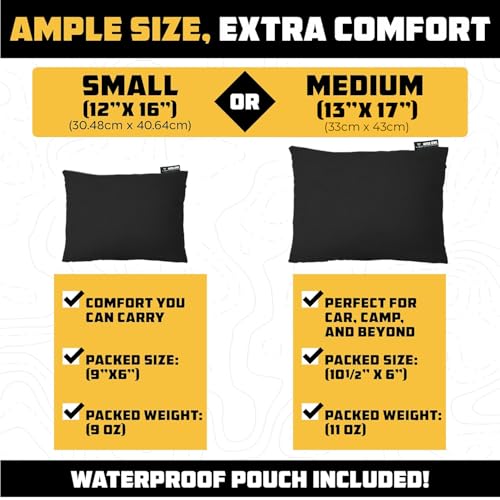 Image of Wise Owl Outfitters Camping Pillow - Memory Foam Travel Pillow for Airplane Sleeping, Hiking, Backpacking & Outdoor Use - Small & Portable for Adults, Car, Camp & Tent